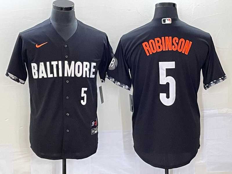 Mens Baltimore Orioles #5 Brooks Robinson Number Black 2023 City Connect Cool Base Stitched Jerseys->baltimore orioles->MLB Jersey